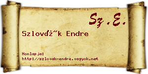 Szlovák Endre névjegykártya
